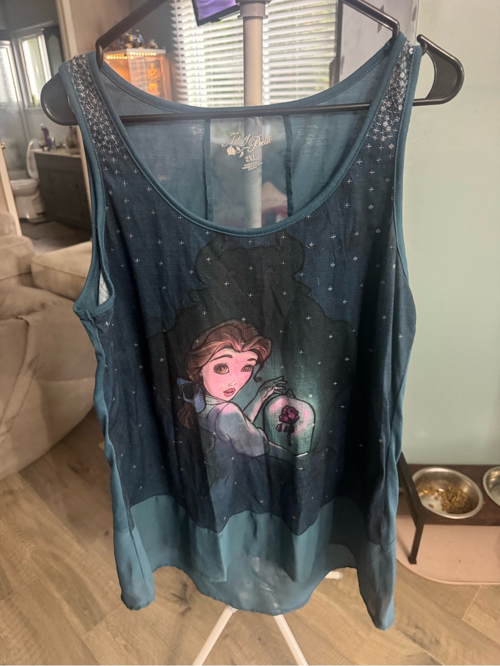 Disney Art of Belle Mesh Tank Top - Teal Blue